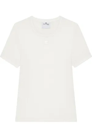 Courrèges T-Shirts, female, , Size: S Logo crew neck cotton t-shirt