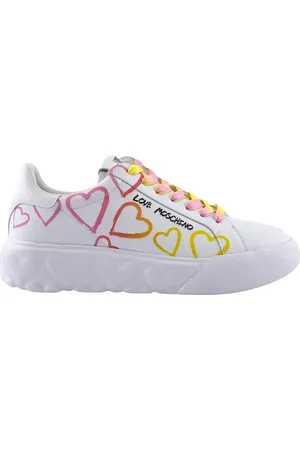 Moschino Sneakers, female, , Size: 10 US Heart Print Veal Sneakers