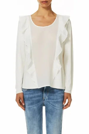 Liu Jo Blouses, female, , Size: S Long-Sleeved Top with Ruffles