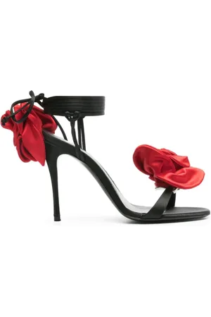 MAGDA BUTRYM High Heel Sandals, female, , Size: 6 US Satin Red Flower High Heel Sandals