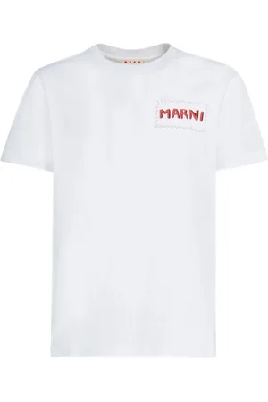 Marni T-Shirts, male, , Size: S Cotton Jersey T-Shirt with Patch