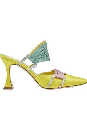 Manolo Blahnik Heeled Mules, female, , Size: 10 US Heeled Sandals with Crystal Buckles