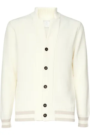 ELEVENTY Cardigans, male, , Size: L White Cotton Cardigan