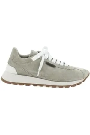 Brunello Cucinelli Sneakers, female, , Size: 6 US Suede LowTop Sneakers Jewel Detail