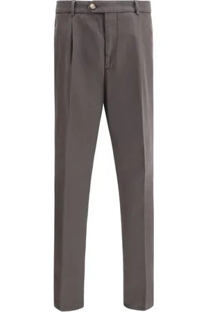 Brunello Cucinelli Suit Trousers, male, , Size: XL Monochrome Cotton Suit Trousers