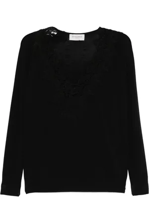 ERMANNO SCERVINO V-neck Knitwear, female, , Size: S V-Neck Sweater with Ribbed Cuffs