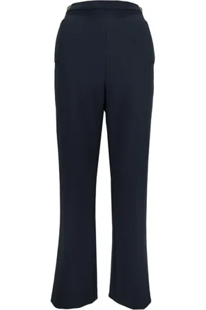 Elisabetta Franchi Wide Trousers, female, , Size: 2XL Gold Zipper Hook Women`s Trousers