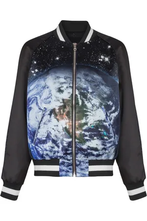 Balmain Bomber Jackets, male, , Size: L Printed Earth and Stars bomber jacket