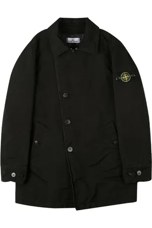 Stone Island Parkas, male, , Size: L Adjustable Collar Trench Coat with Diagonal Pockets