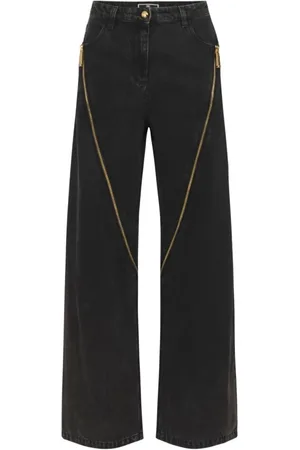 Elisabetta Franchi Wide Jeans, female, , Size: W25 Wide Leg Zip Front Jeans