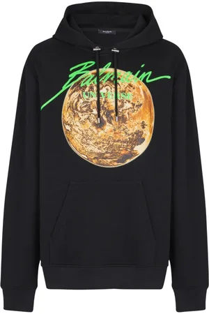 Balmain Hoodies, male, , Size: 2XL Printed Universe logo and planet hoodie
