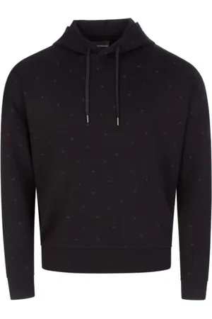Emporio Armani Hoodies, male, , Size: M Double Jersey Hoodie with Micro Eagle Print