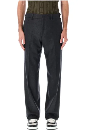 Fendi Wide Trousers, male, , Size: M Luxurious Cashmere Grey Trousers Aw24