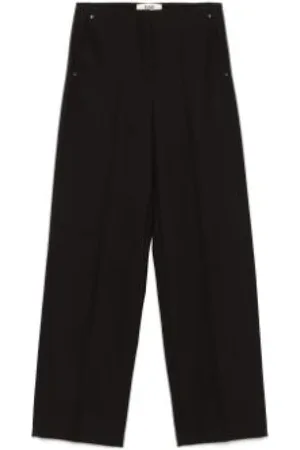 Fendi Straight Trousers, female, , Size: 2XS Aubergine Wool Trousers