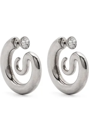 Panconesi Earrings, female, , Size: ONE SIZE Crystal Hoop Earrings with Silver Finish