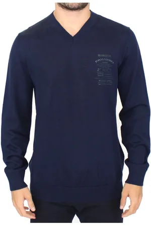 ERMANNO SCERVINO V-neck Knitwear, male, , Size: XL V-Neck Wool Blend Sweater