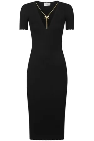 Elisabetta Franchi Midi Dresses, female, , Size: M Ribbed Viscose Dress with Necklace