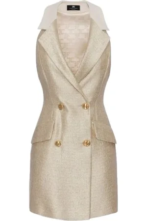 Elisabetta Franchi Short Dresses, female, , Size: L Sleeveless lurex tweed coat dress