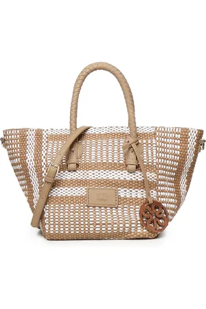 V°73 Tote Bags, female, , Size: ONE SIZE Beige Shopping Bag with Logo Patch