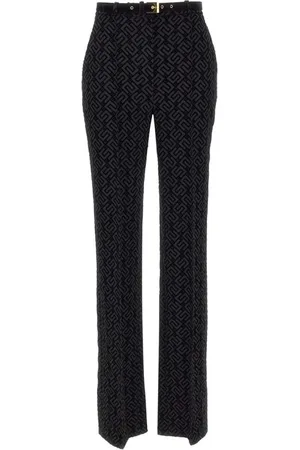 Elisabetta Franchi Leggings, female, , Size: XL Monogram-pattern Straight-leg Trousers