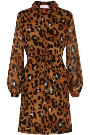 Fabienne Chapot Midi Dresses, female, , Size: M Long Sleeve Leopard Print Midi Dress