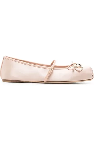 Gucci Ballerinas, female, , Size: 11 US Powder Flat Shoes with Bow