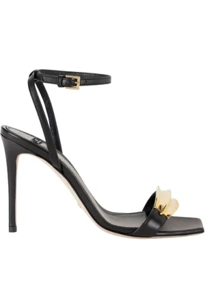 Elisabetta Franchi High Heel Sandals, female, , Size: 9 US Leather Sandals with Jewel Detail