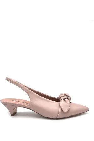 HALMANERA Pumps, female, , Size: 6 US Elasticized Heel Leather Slingback with Bow