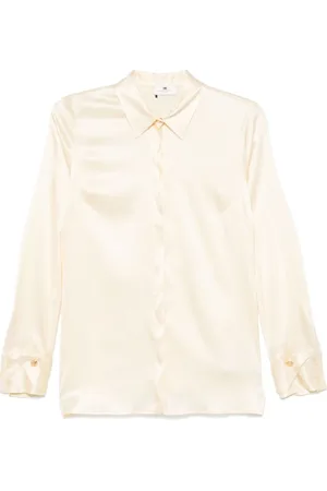 Elisabetta Franchi Shirts, female, , Size: M Silk Satin Blouse with Double Cuffs