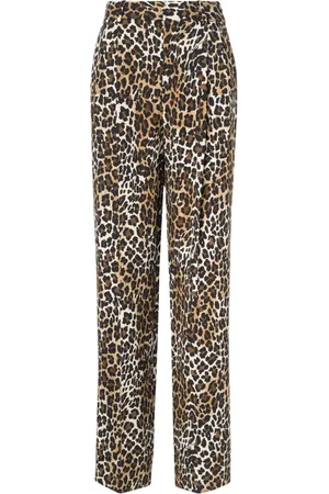 Elisabetta Franchi Straight Trousers, female, , Size: S Animalier Straight Trousers