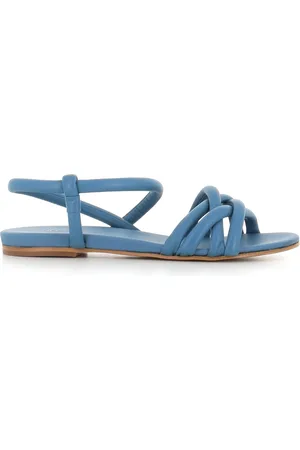ROBERTO DEL CARLO Flat Sandals, female, , Size: 7 1/2 US Leather Cross Strap Sandals