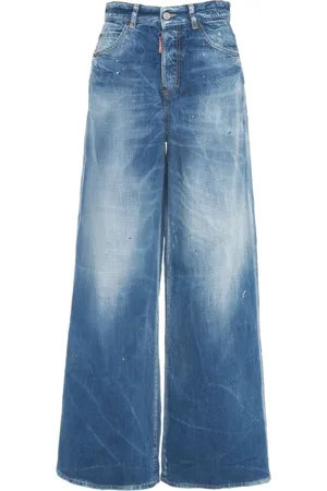 Dsquared2 Wide Jeans, female, , Size: 2XS Wide Leg Distressed Jeans