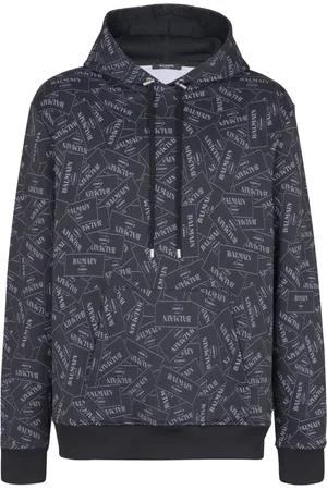 Balmain Hoodies, male, , Size: 2XL Hoodie with all-over label print