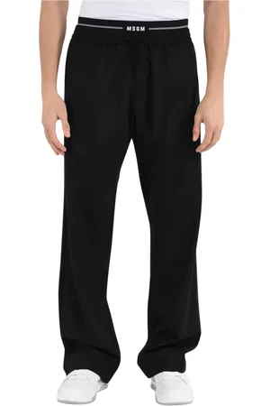 Msgm Sweatpants, male, , Size: M Logo Band Wool Blend Pants