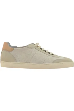 Brunello Cucinelli Sneakers, male, , Size: 8 US Suede Lace-Up Sneakers with Signature Label