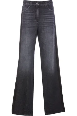 Elisabetta Franchi Wide Jeans, female, , Size: W26 Wide Leg Velvet Band Jeans