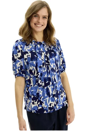 In Front Blouses, female, , Size: XL Blue Grazia Blouse with 1/2 Sleeves