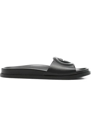 Gucci Sliders, female, , Size: 6 1/2 US Leather Sandals Cut-Out Detailing