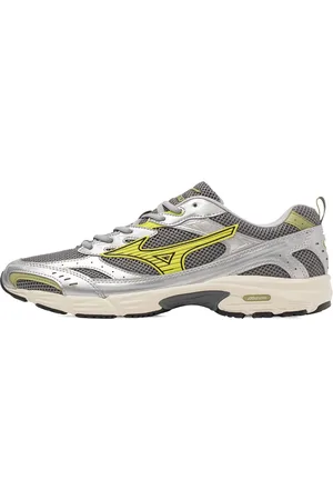 Mizuno Sneakers, male, , Size: 9 US Grey Sneakers with Lime Yellow Detailing