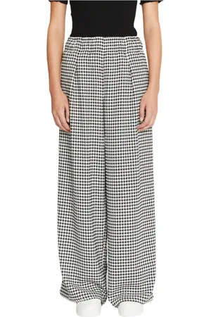 Silvian Heach Wide Trousers, female, , Size: 2XS High Waist Elasticized Trousers Pied de Poule