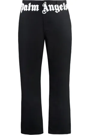 Palm Angels Straight Trousers, male, , Size: L Logo Print Cotton Trousers