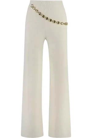 Paco rabanne Wide Trousers, female, , Size: M Chainmail-Detailed Straight Leg Trousers
