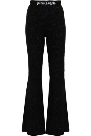 Palm Angels Wide Trousers, female, , Size: S Knitted Flared Trousers with Lurex