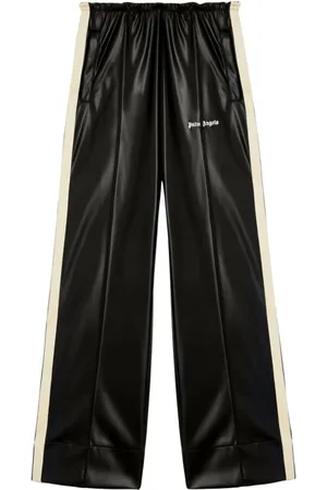 Palm Angels Wide Trousers, female, , Size: M Leather Wide Leg Trousers