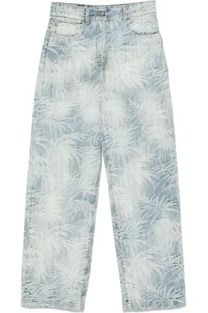 Palm Angels Wide Jeans, female, , Size: W25 Palm Printed Straight Leg Jeans