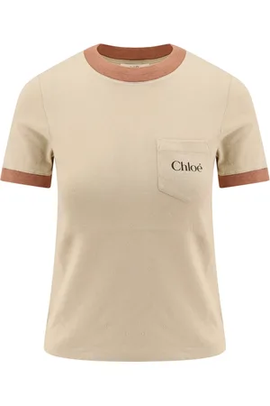 Chloé T-Shirts, female, , Size: M Contrasting Profiles Cotton T-shirt