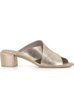 Officine creative Heeled Mules, female, , Size: 9 US Platinum Leather Sandal
