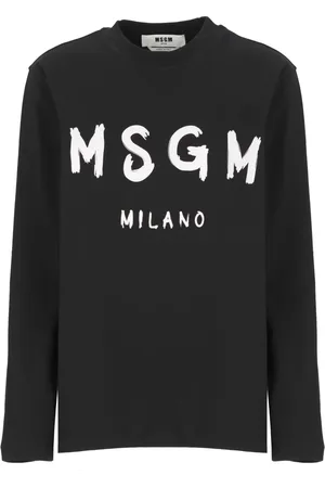 Msgm Long Sleeve Tops, female, , Size: XS Crew Neck T-shirt