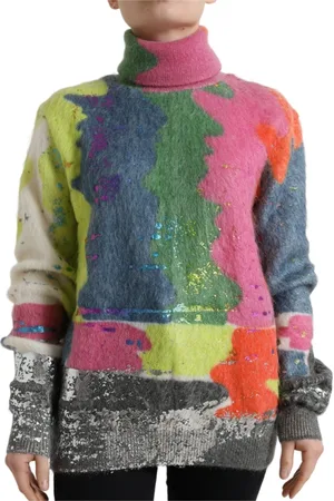 Dolce & Gabbana Turtlenecks, female, , Size: 2XS Striped Mohair Turtleneck Sweater
