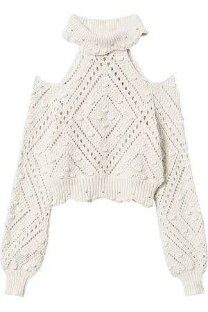 Twin-Set Turtlenecks, female, , Size: XS Diamond Pattern Cropped Sweater